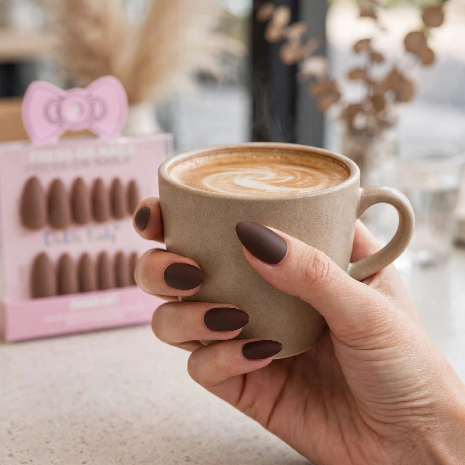 DoDo Lady Matte Dark Nude Almond Press-On Nails