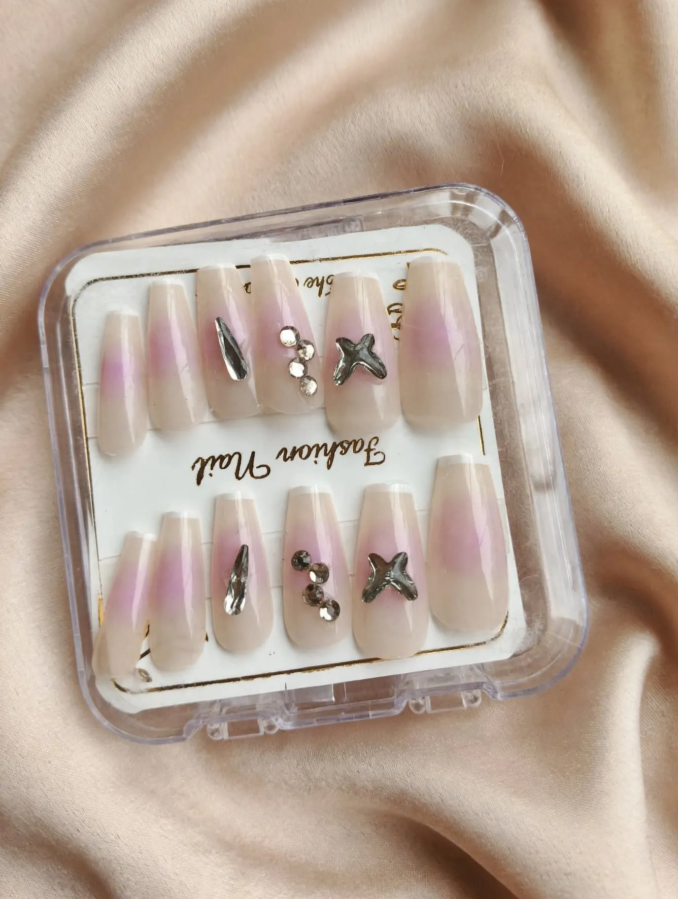 Pink Ombré Bows Press-On Nails