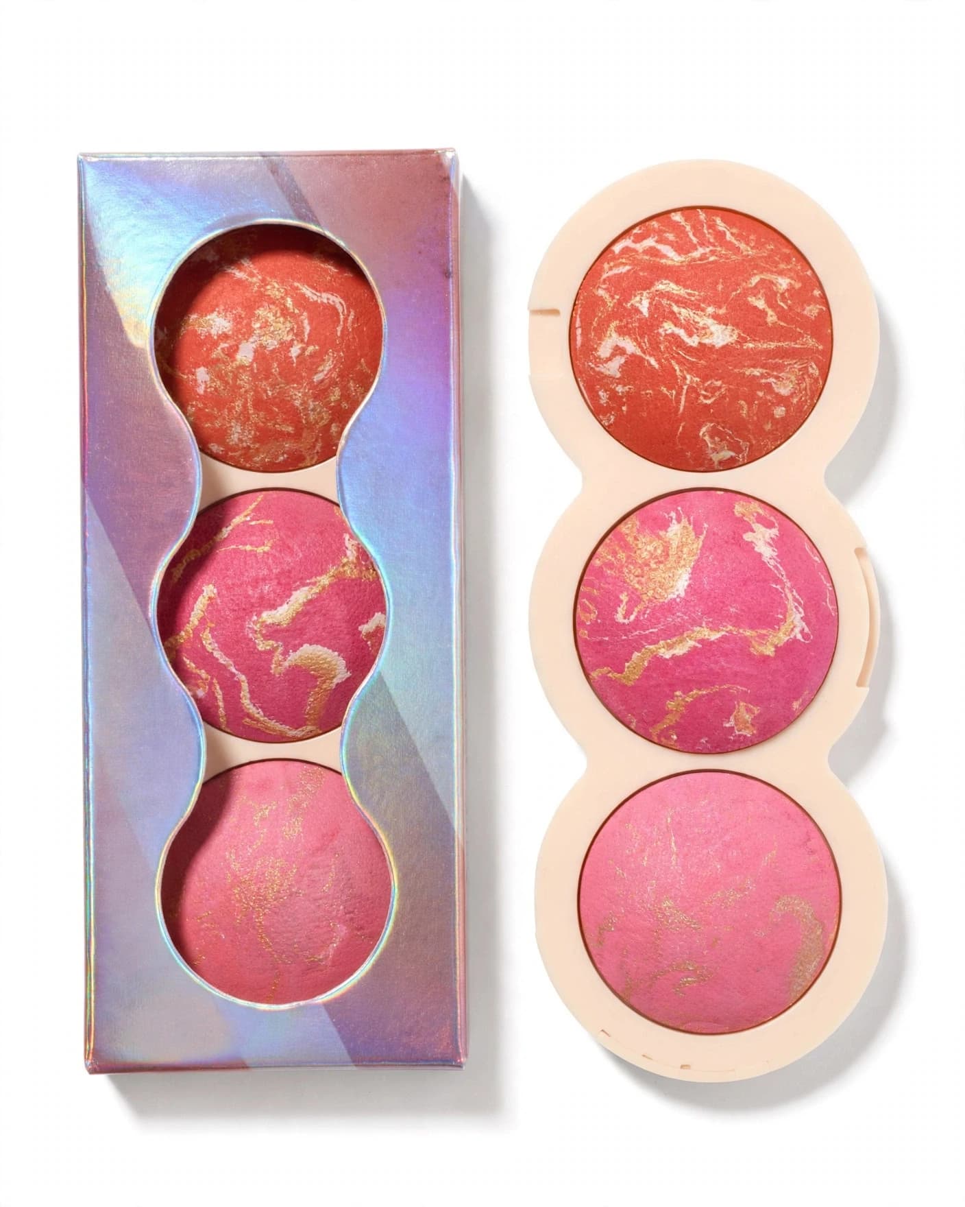 3 Colors Baked Marble Blush Palette