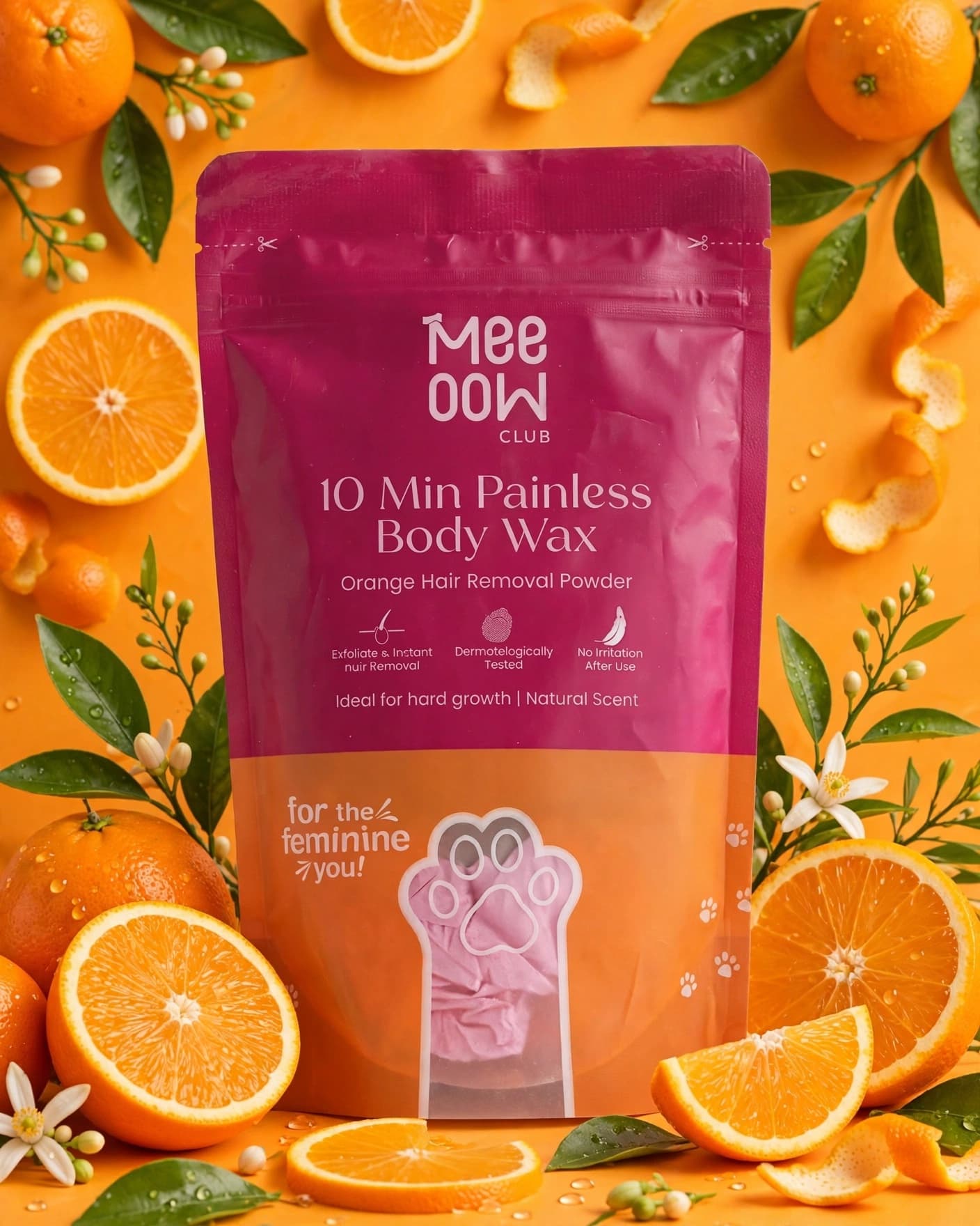 Meow Club 10 Min Painless Body Wax Powder - Orange