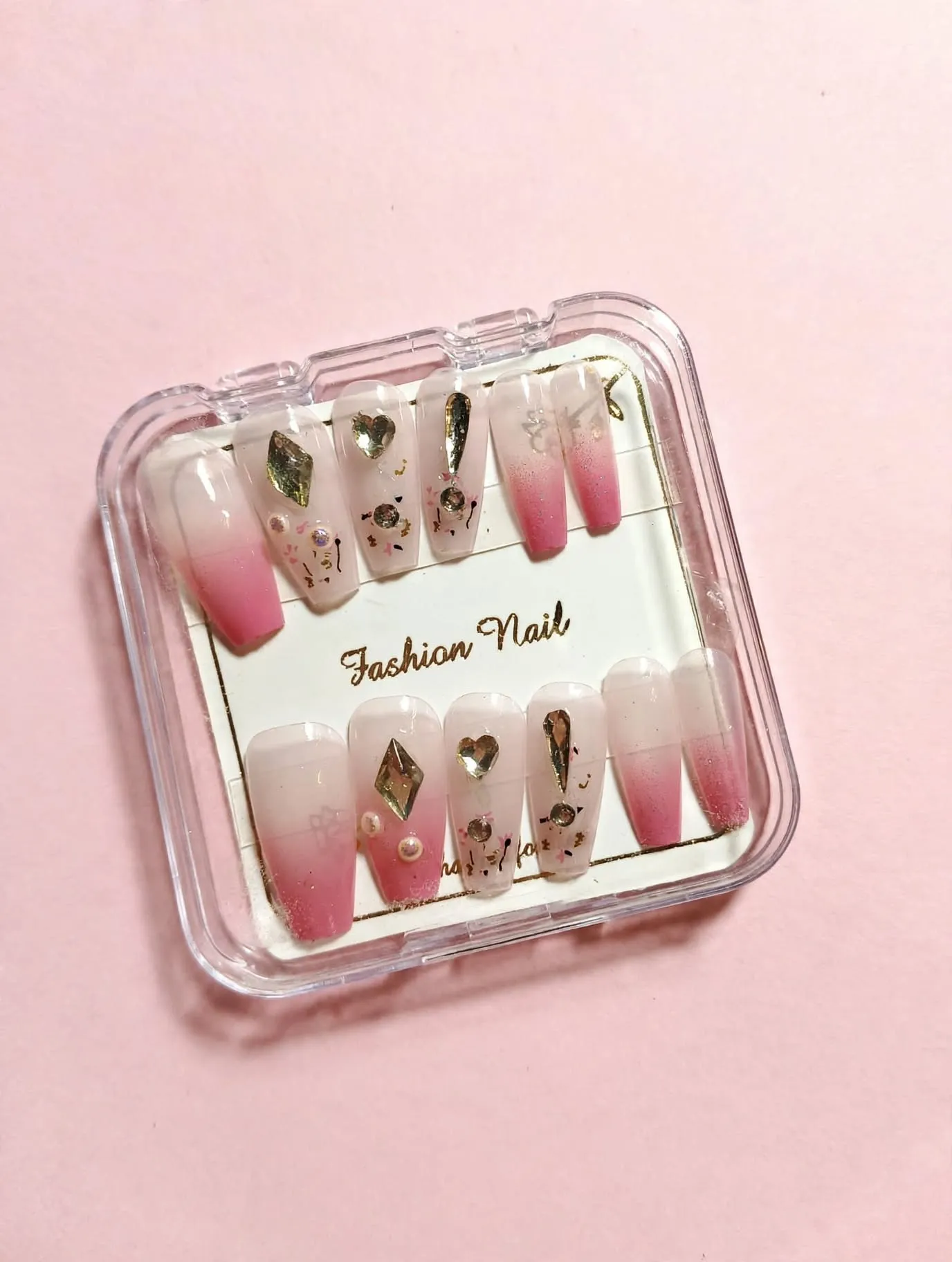 Pink Ombré Gems Press-On Nails