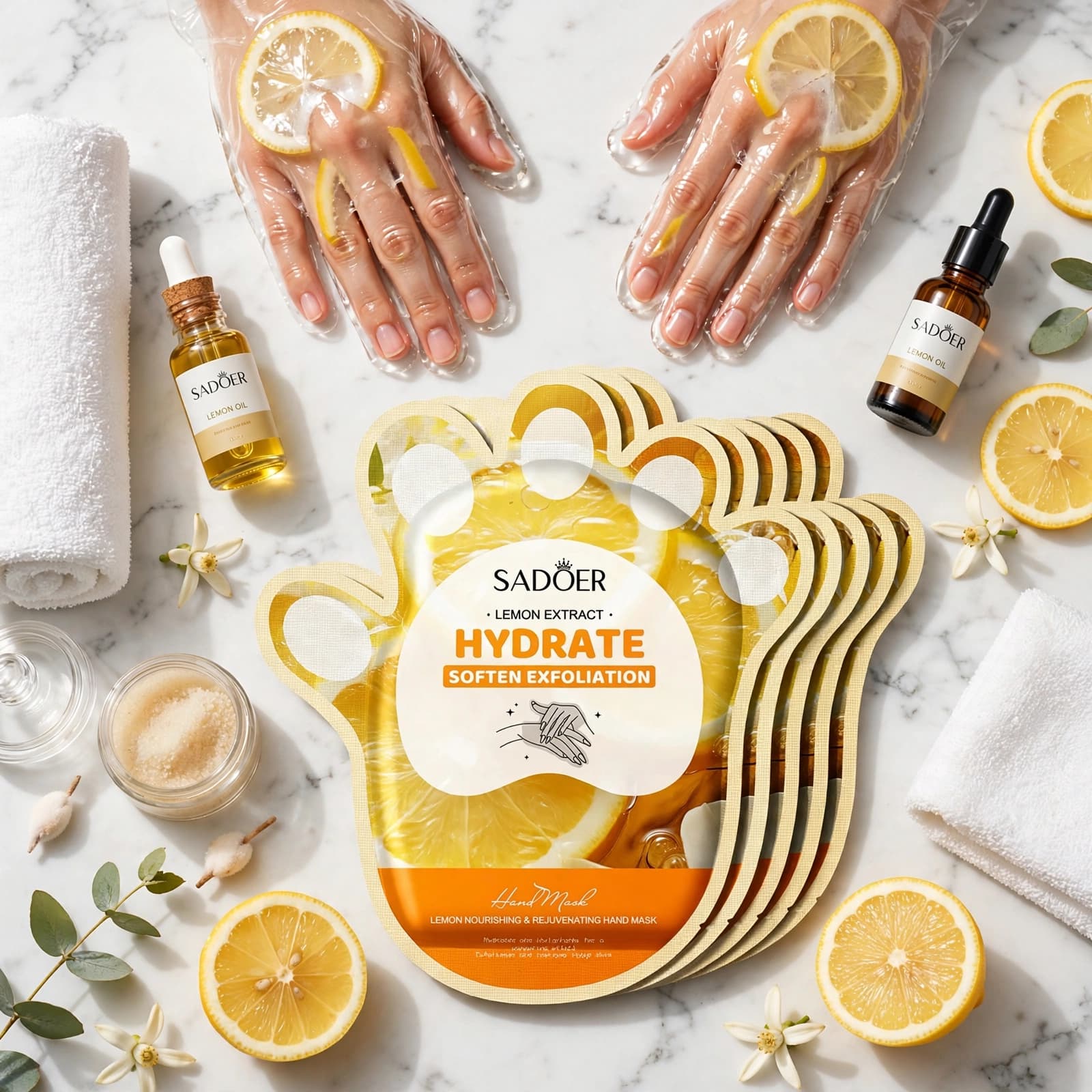 Sadoer Lemon Extract Hydrate Hand Mask