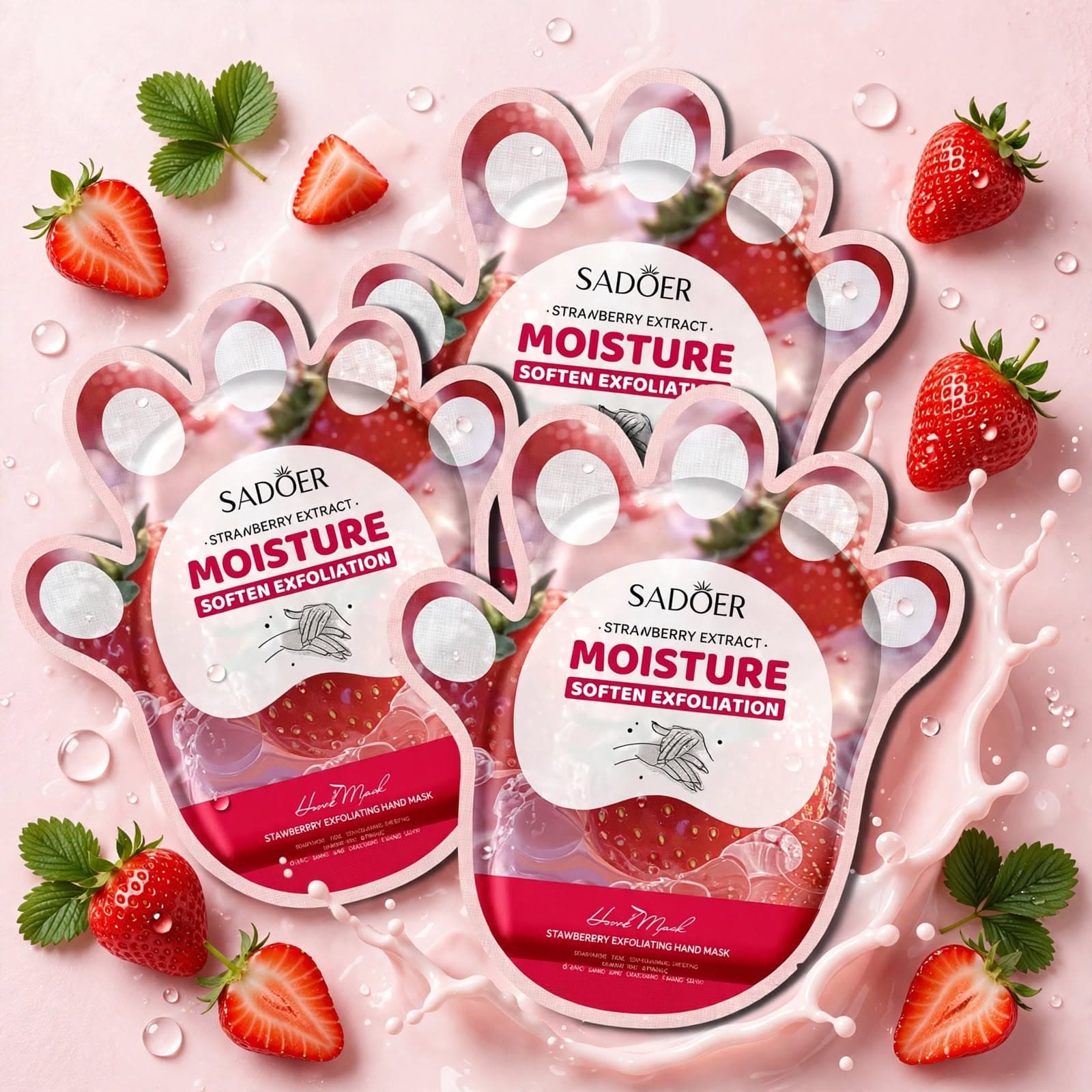 Sadoer Strawberry Extract Moisture Hand Mask