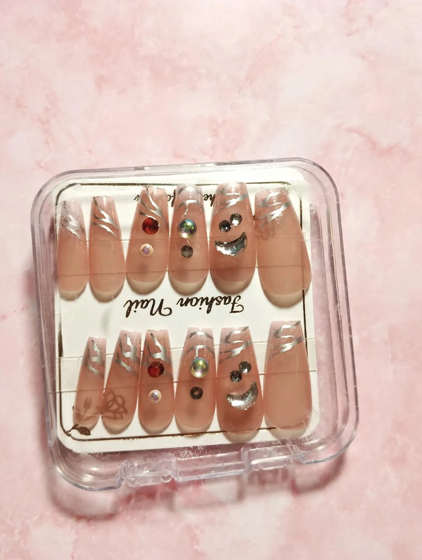 Silver Swirl Gems Press-On Nails