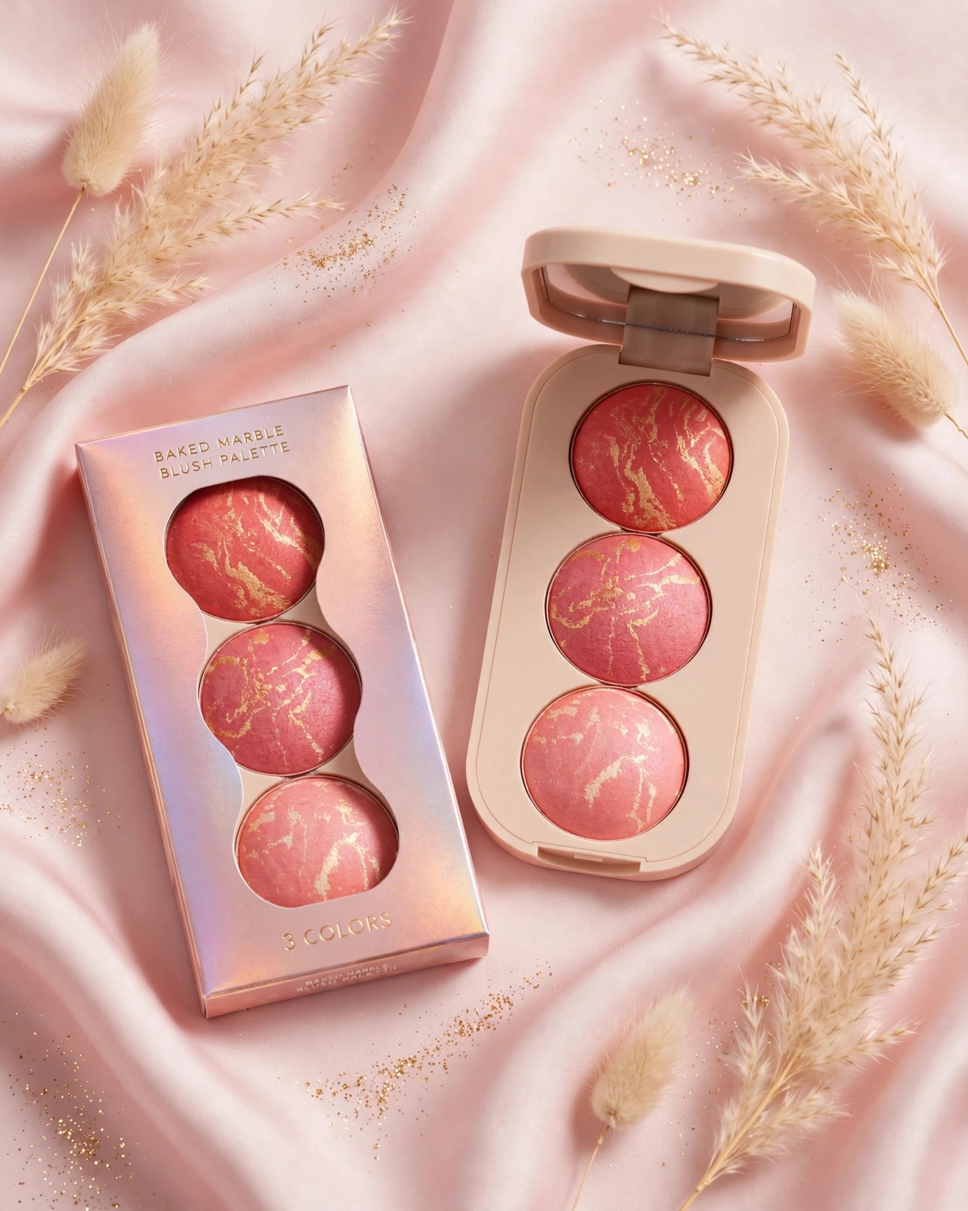 3 Colors Baked Marble Blush Palette thumbnail 2