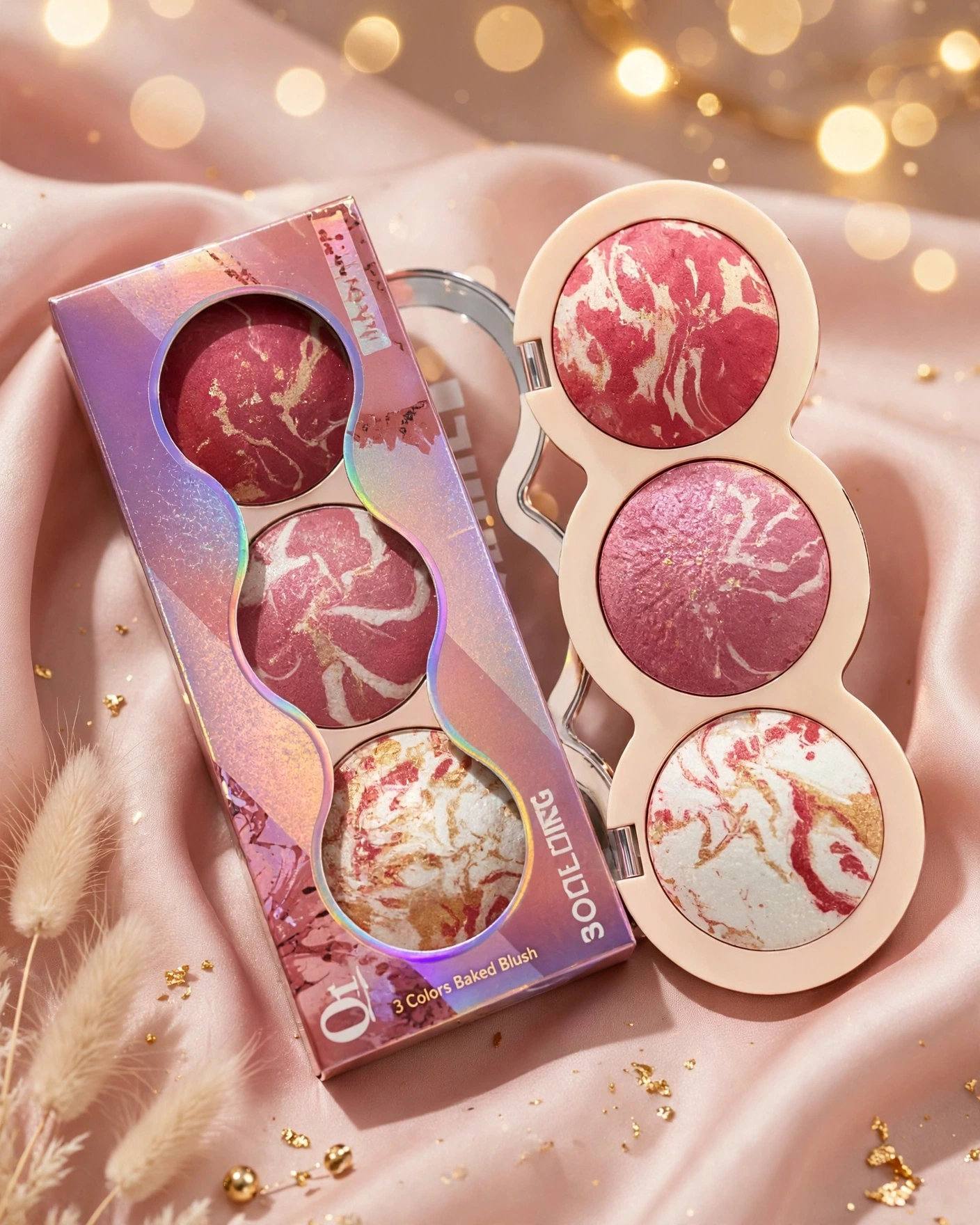 3 Colors Baked Marble Blush Palette thumbnail 2