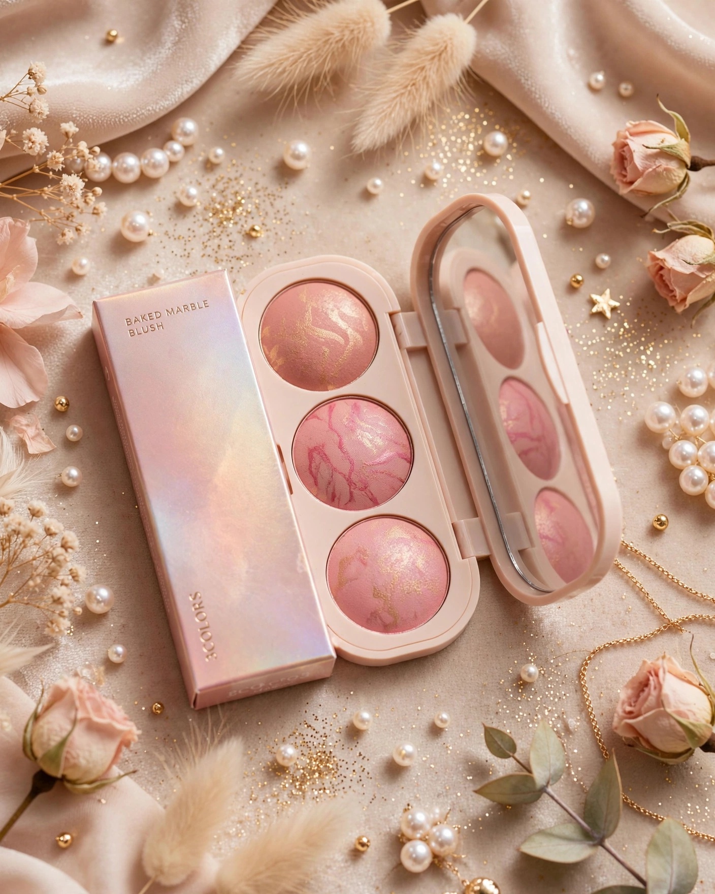 3 Colors Baked Marble Blush Palette thumbnail 3