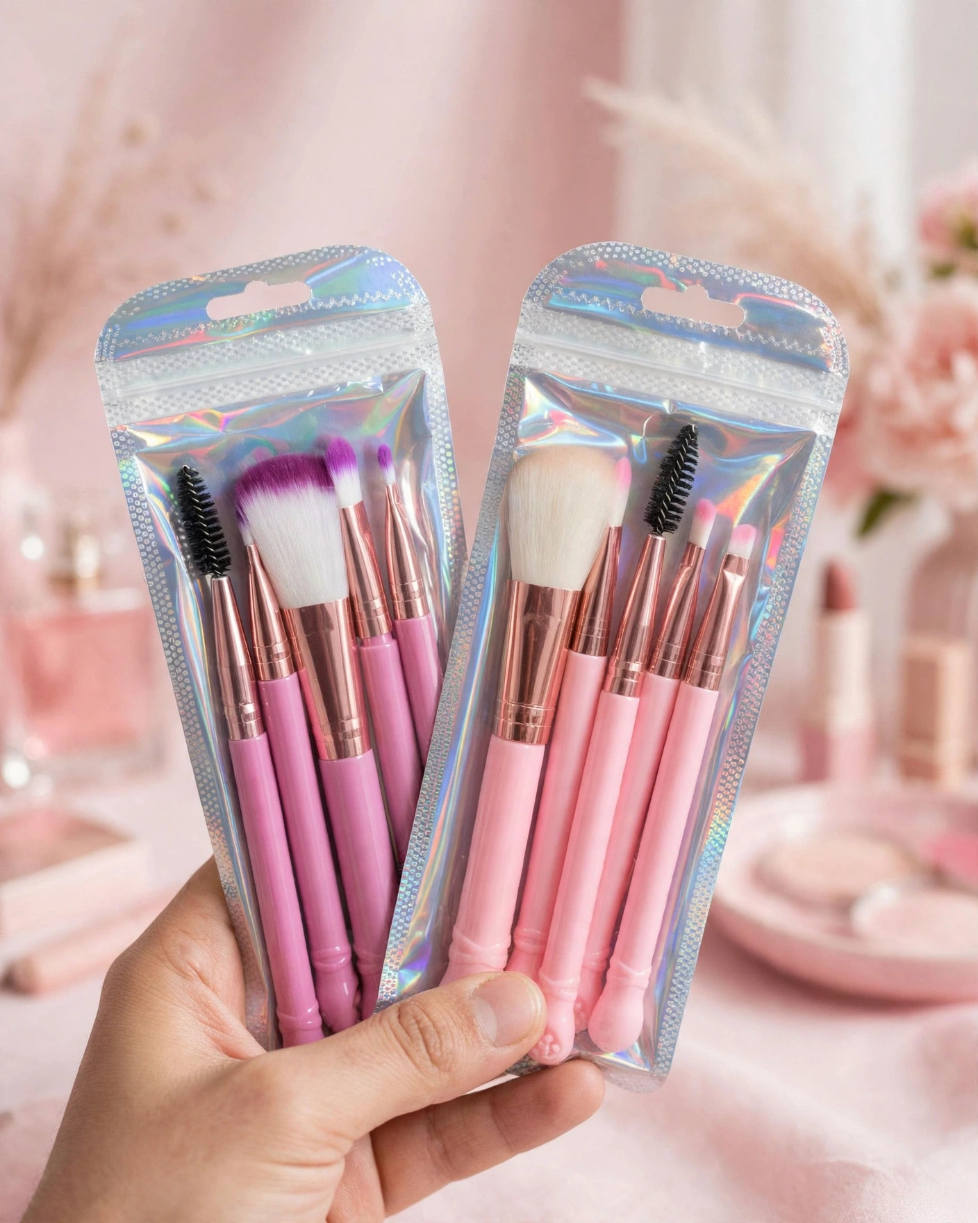 5-Piece Pink Mini Makeup Brush Set thumbnail 3