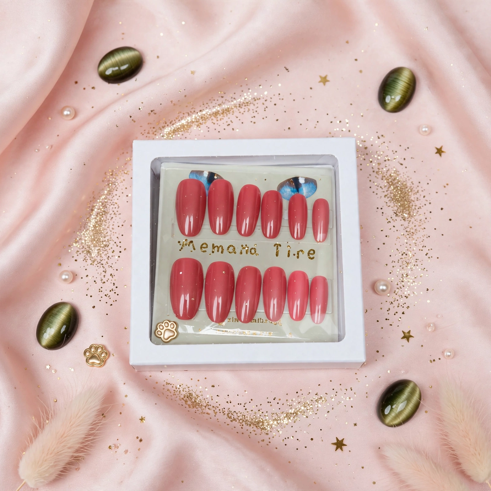 Fashion Nail Cute Cat & Moon Gem Press-On Nails thumbnail 2