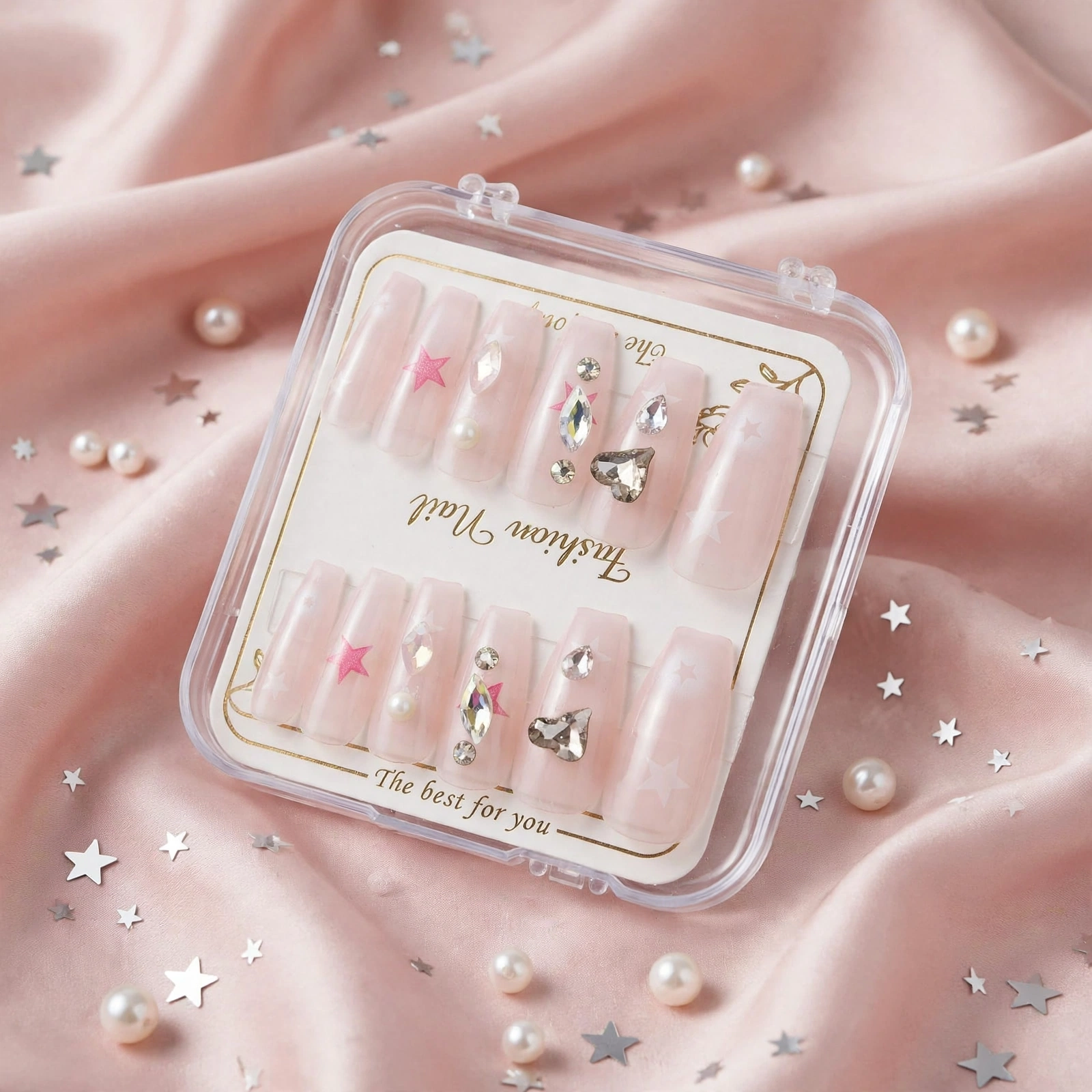 Fashion Nail Pink Star & Heart Gem Press-On Nails thumbnail 2