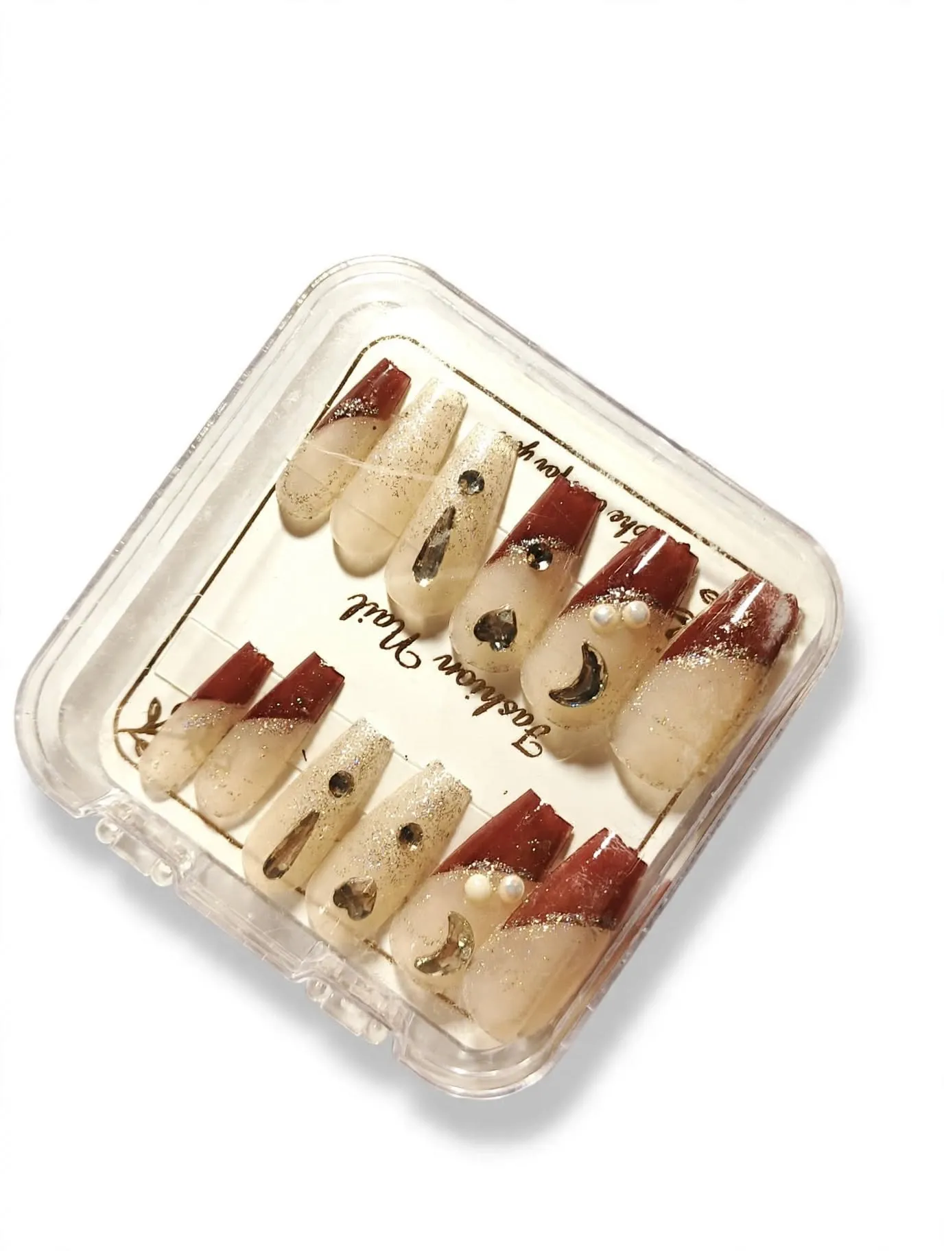 Glitz & Burgundy Press-On Nails thumbnail 3