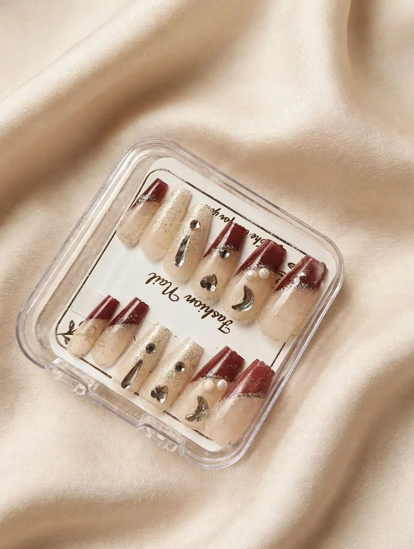 Glitz & Burgundy Press-On Nails thumbnail 2