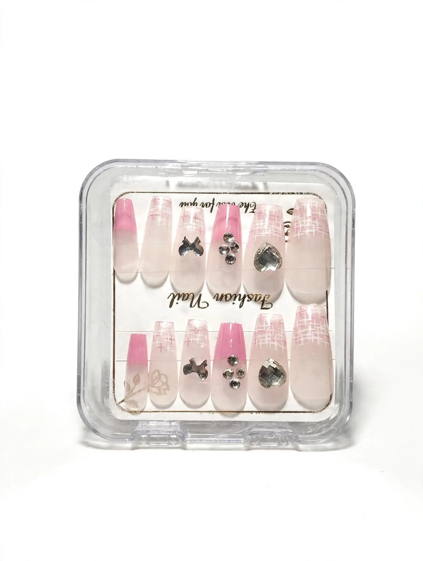 Pink Tweed Bows Press-On Nails thumbnail 3