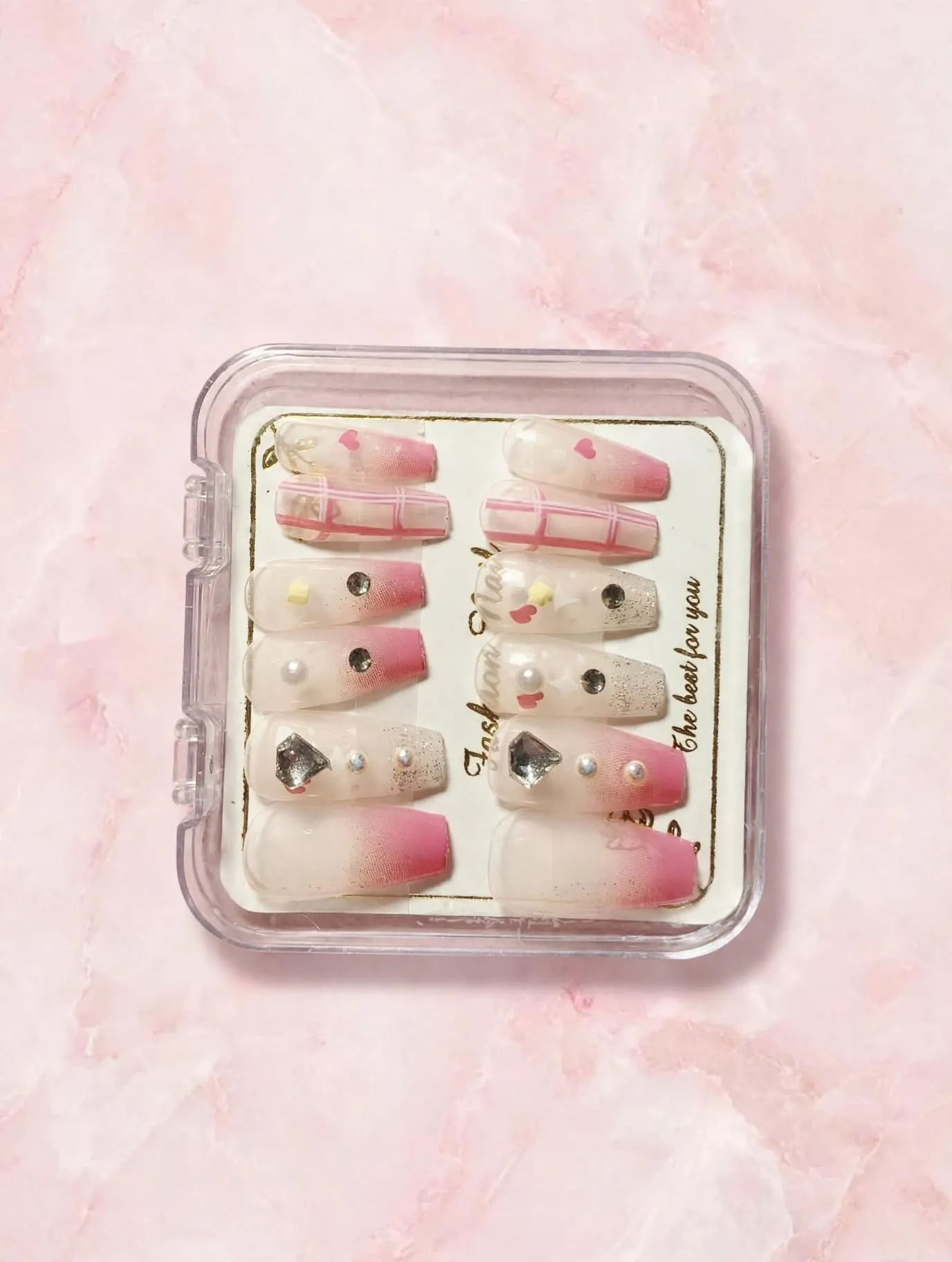Plaid & Pearls Press-On Nails