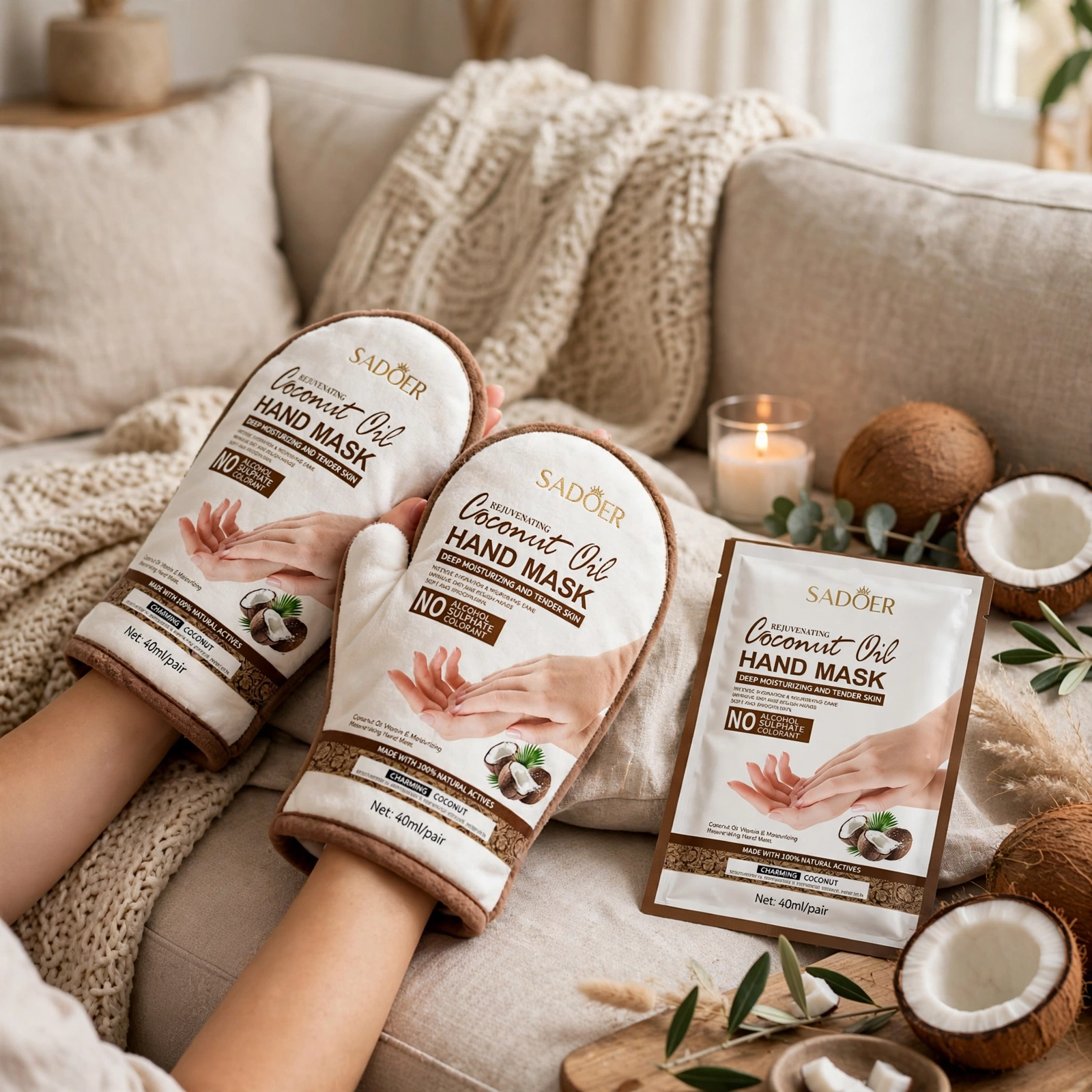 Sadoer Rejuvenating Coconut Oil Hand Mask thumbnail 2