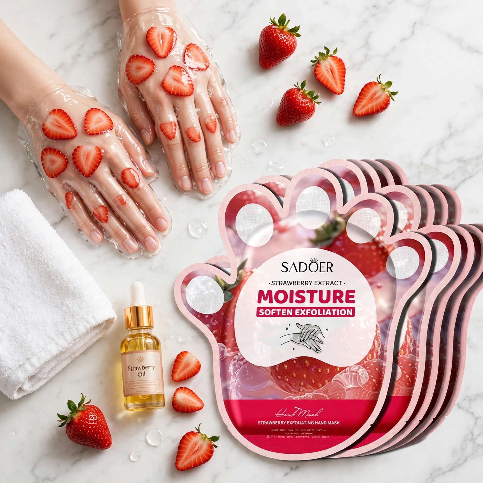 Sadoer Strawberry Extract Moisture Hand Mask thumbnail 3